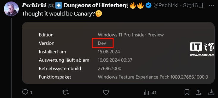 傻傻分不清楚，微软 Win11 最新 Canary 预览版被标记为“Dev”版本